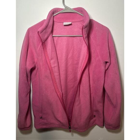 Columbia Jacket Girls Large Pink Outdoors Fleece Full Zip Pockets Youth XL Pink - Picture 4 of 4